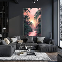 Tropical Rainfall at Sunset Art Print Poster for Home Decor PosterGoat