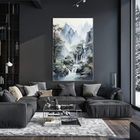 Tranquil East Asian Landscape Waterfall Scenic Poster