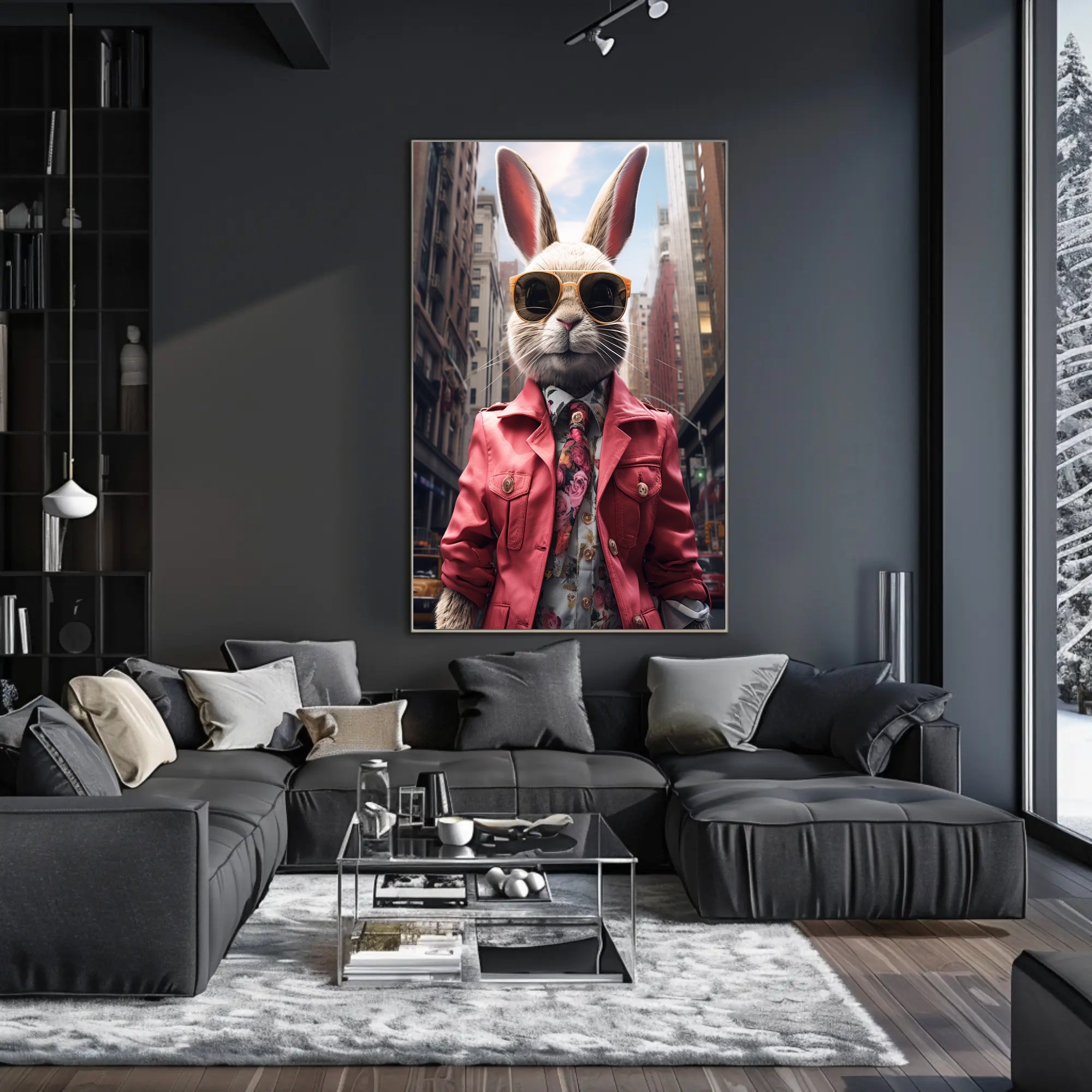 Stylish Rabbit In The City Poster
