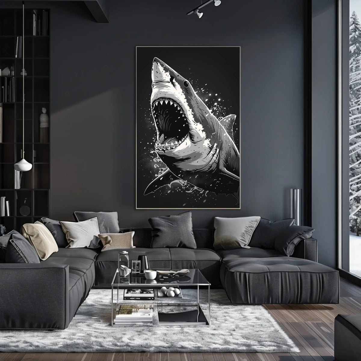 Ferocious Shark Illustration Poster