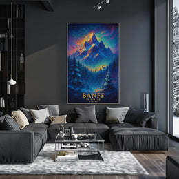 Majestic Banff Winter Night Fantasy Art Poster