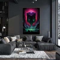 Mystical Cube In A Surreal Landscape Poster