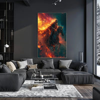 Fiery Knight Fantasy Adventure Poster PosterGoat