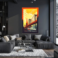 Urban Bridge Art Deco Poster
