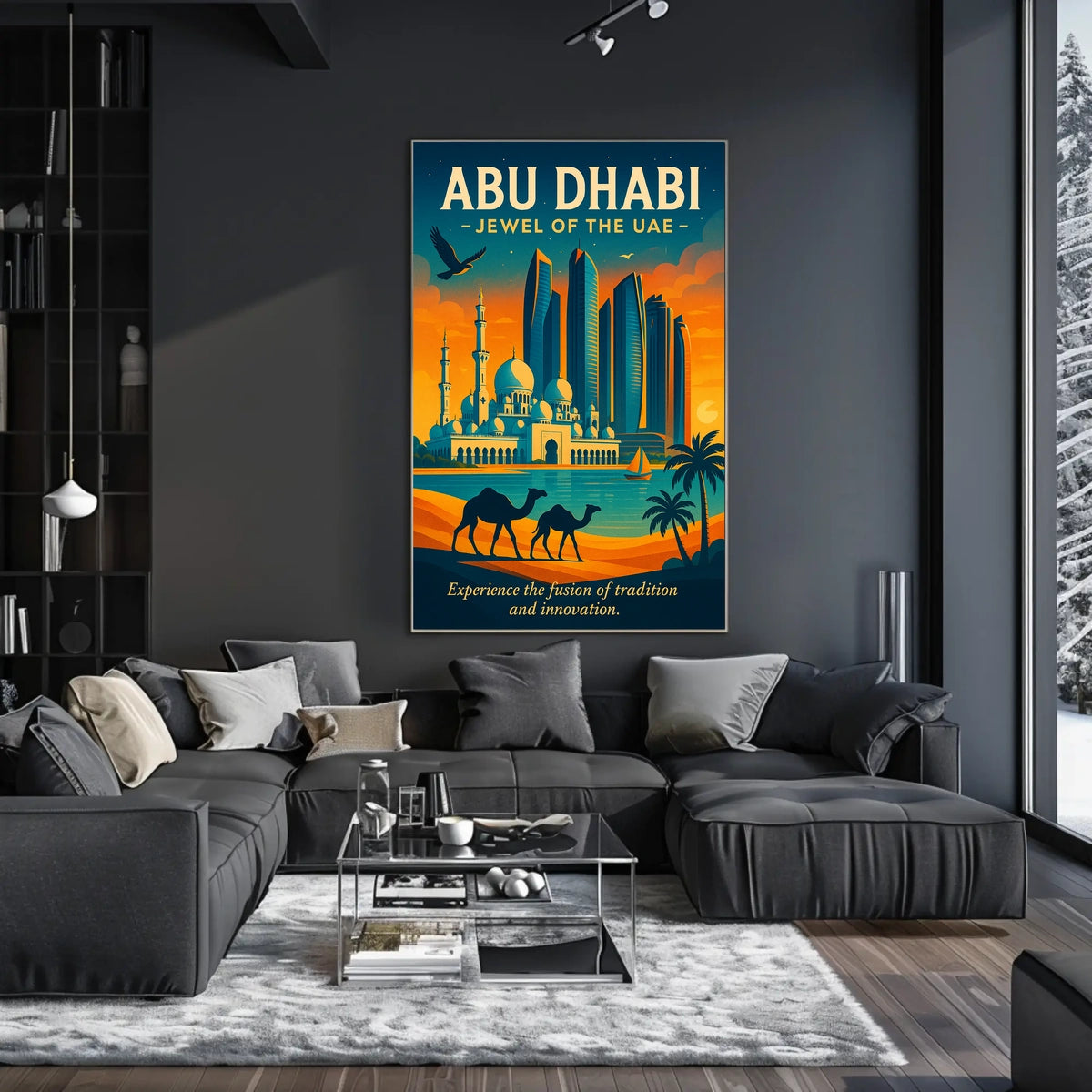 Abu Dhabi Skyline A Vibrant City Fusion Travel Poster