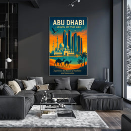 Abu Dhabi Skyline A Vibrant City Fusion Travel Poster