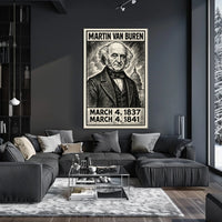 Martin Van Buren 8th President of the United States B & W Comic Sketch Poster