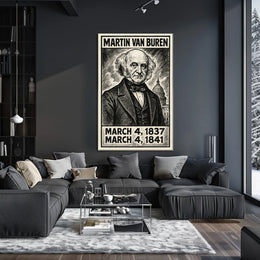 Martin Van Buren 8th President of the United States B & W Comic Sketch Poster