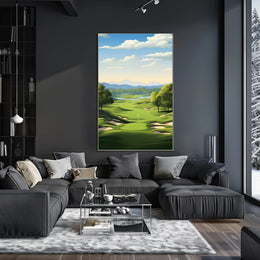 Serene Golf Course Scene Illustrative Sports Poster