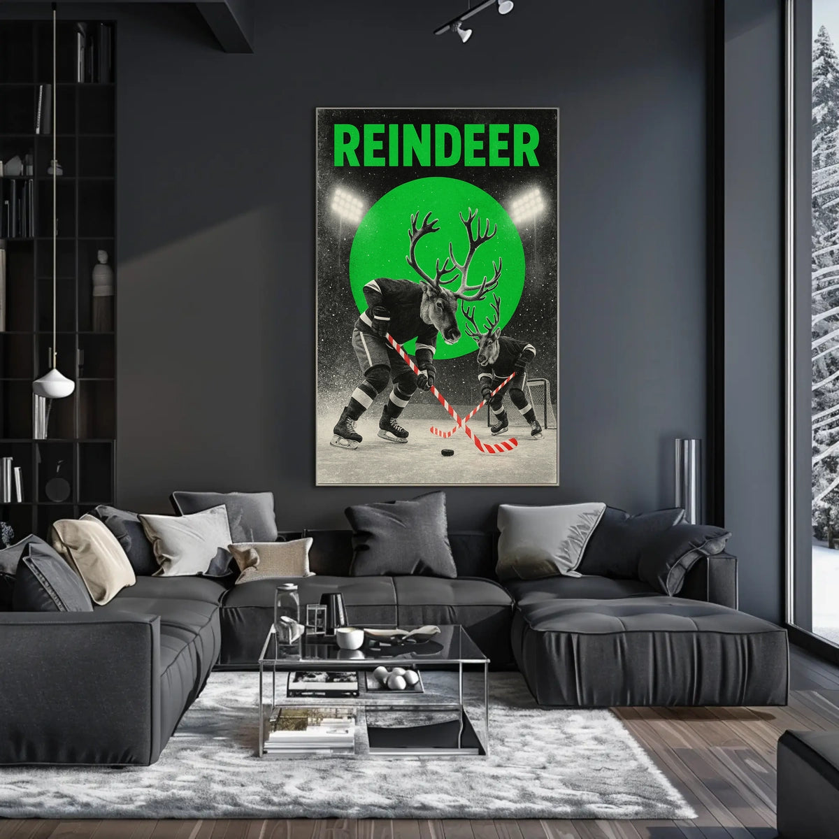 Reindeer Hockey Showdown Poster