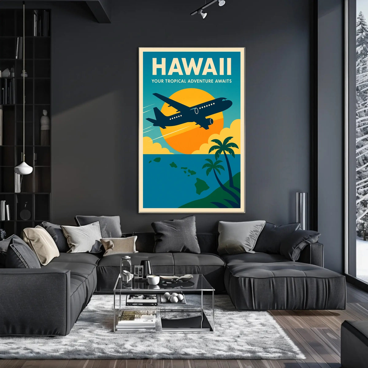 Hawaii Adventure Plane Vintage Travel Poster