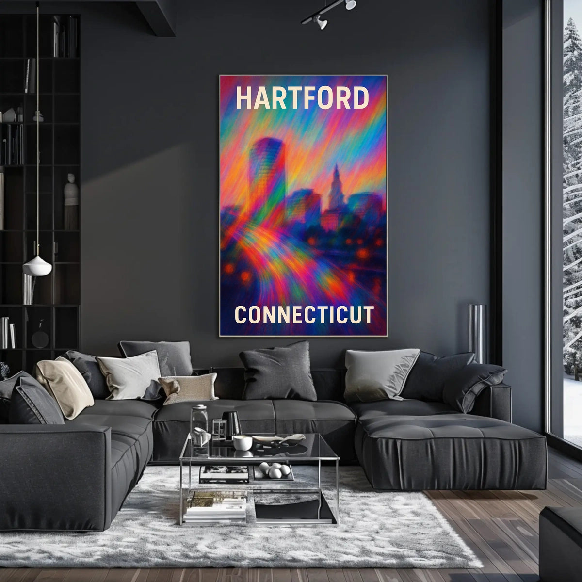 Hartford Skyline Urban Digital Painting Poster