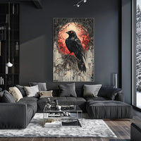 Raven Under Blood Moon Art Print Animal Poster