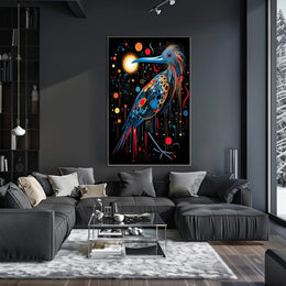 Vibrant Cosmic Bird in Abstract Artistic Poster
