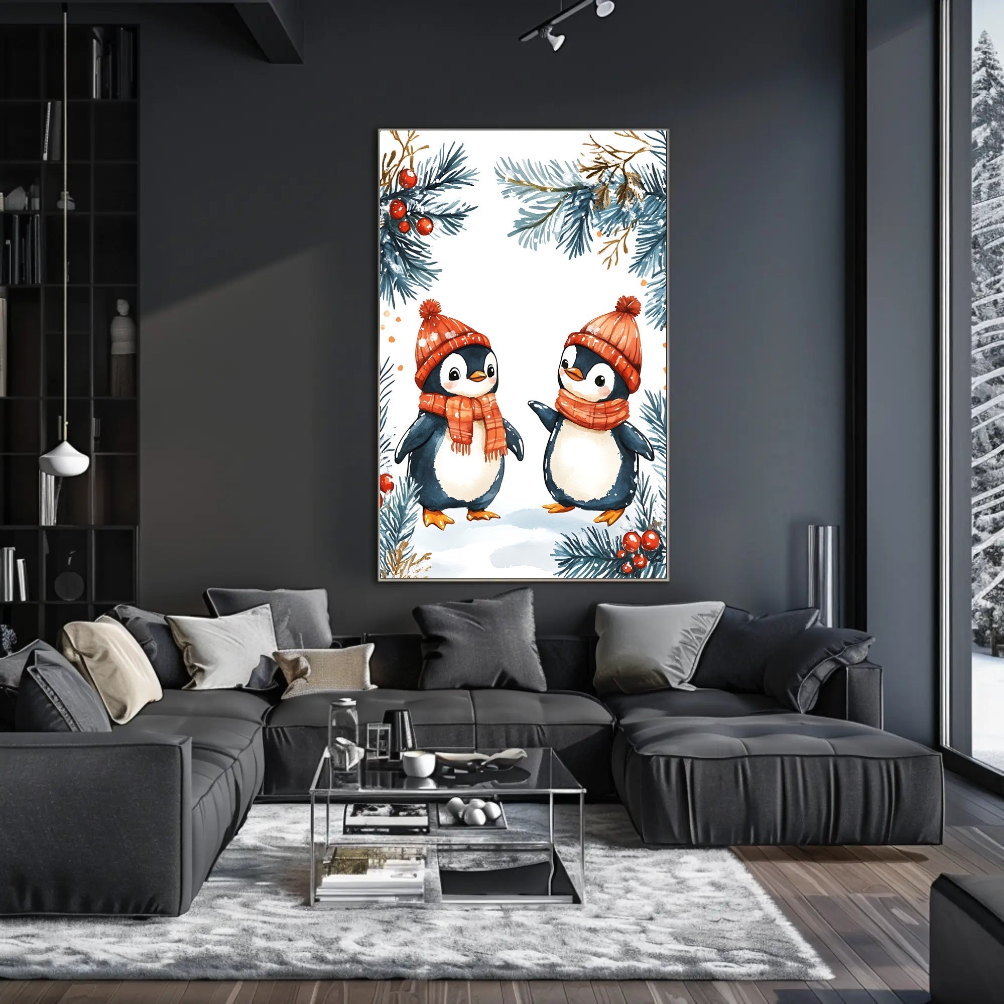 Festive Penguins Winter Wonderland Animal Poster