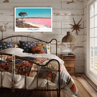 Serene Pink Lakes at Dusk Travel Poster