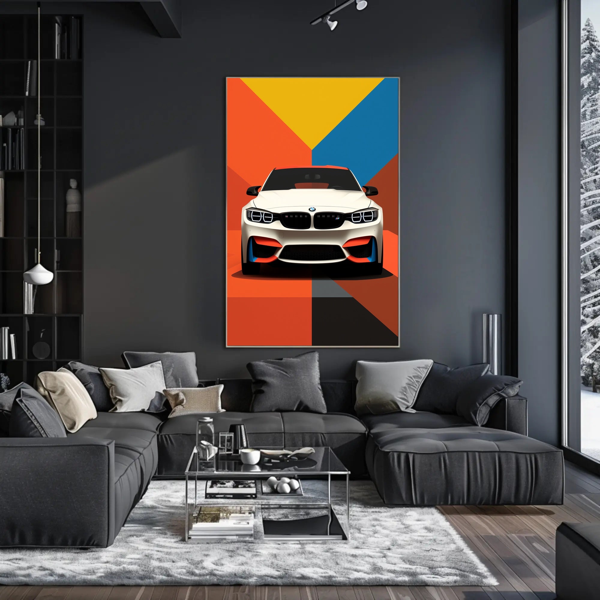 Bold and Dynamic Automotive Art Poster PosterGoat