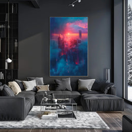 Futuristic Cityscape at Sunset - Urban or Cityscape Poster PosterGoat