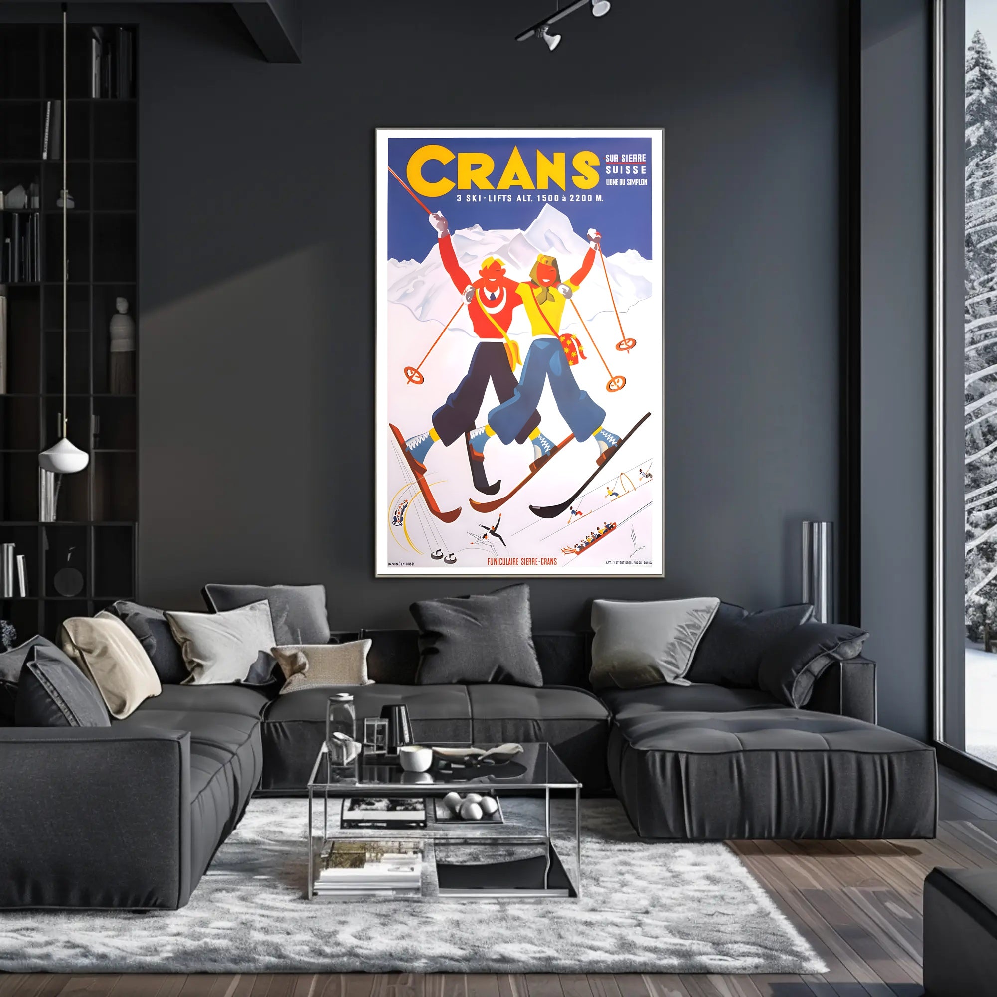 Skiing Adventure in Crans Swiss Alps Travel Poster PosterGoat