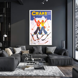 Skiing Adventure in Crans Swiss Alps Travel Poster PosterGoat