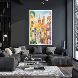 Vibrant Streets of the Old Town Poster PosterGoat