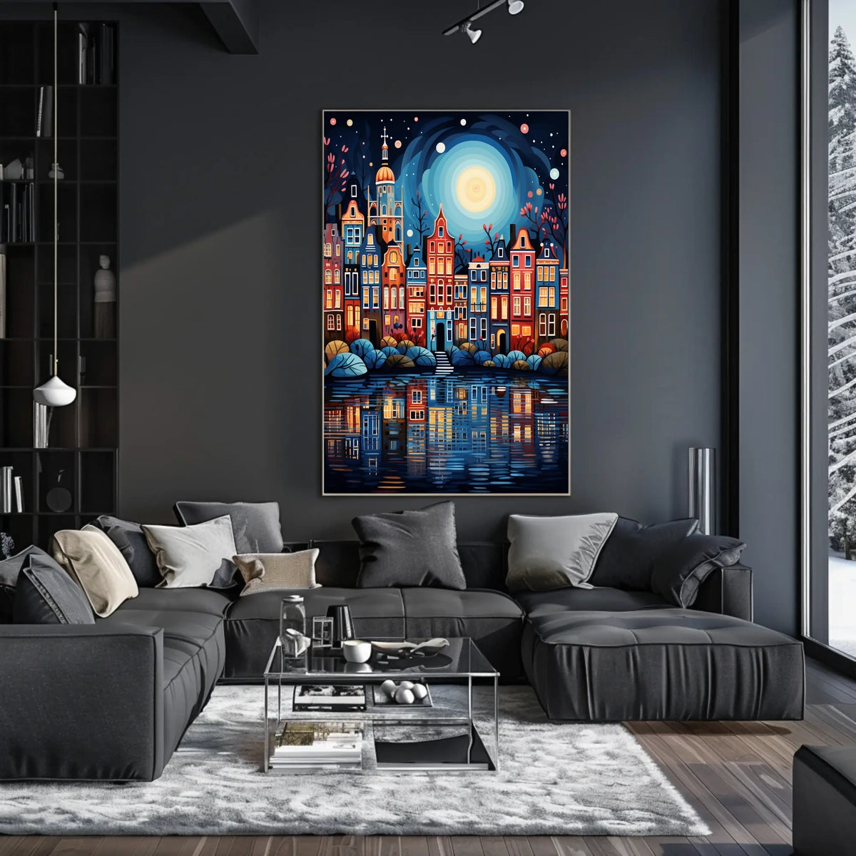 Charming European Townhouses Canal Travel Poster
