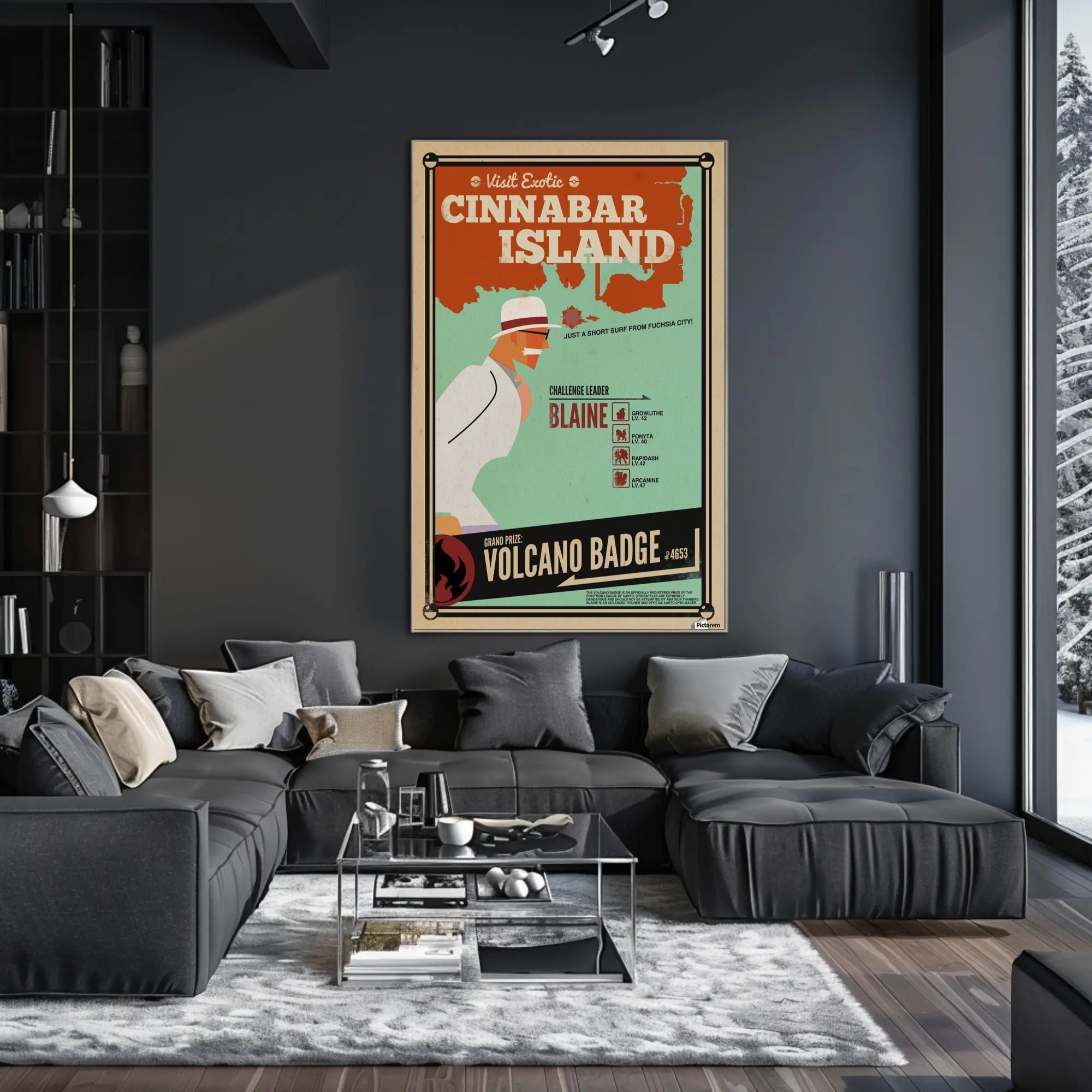 Cinnabar Island Retro Poster: Pokémon Adventure Travel Poster PosterGoat