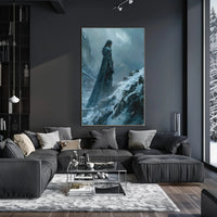 Solitary Warrior in Snow: Epic Fantasy or Mythology Poster PosterGoat