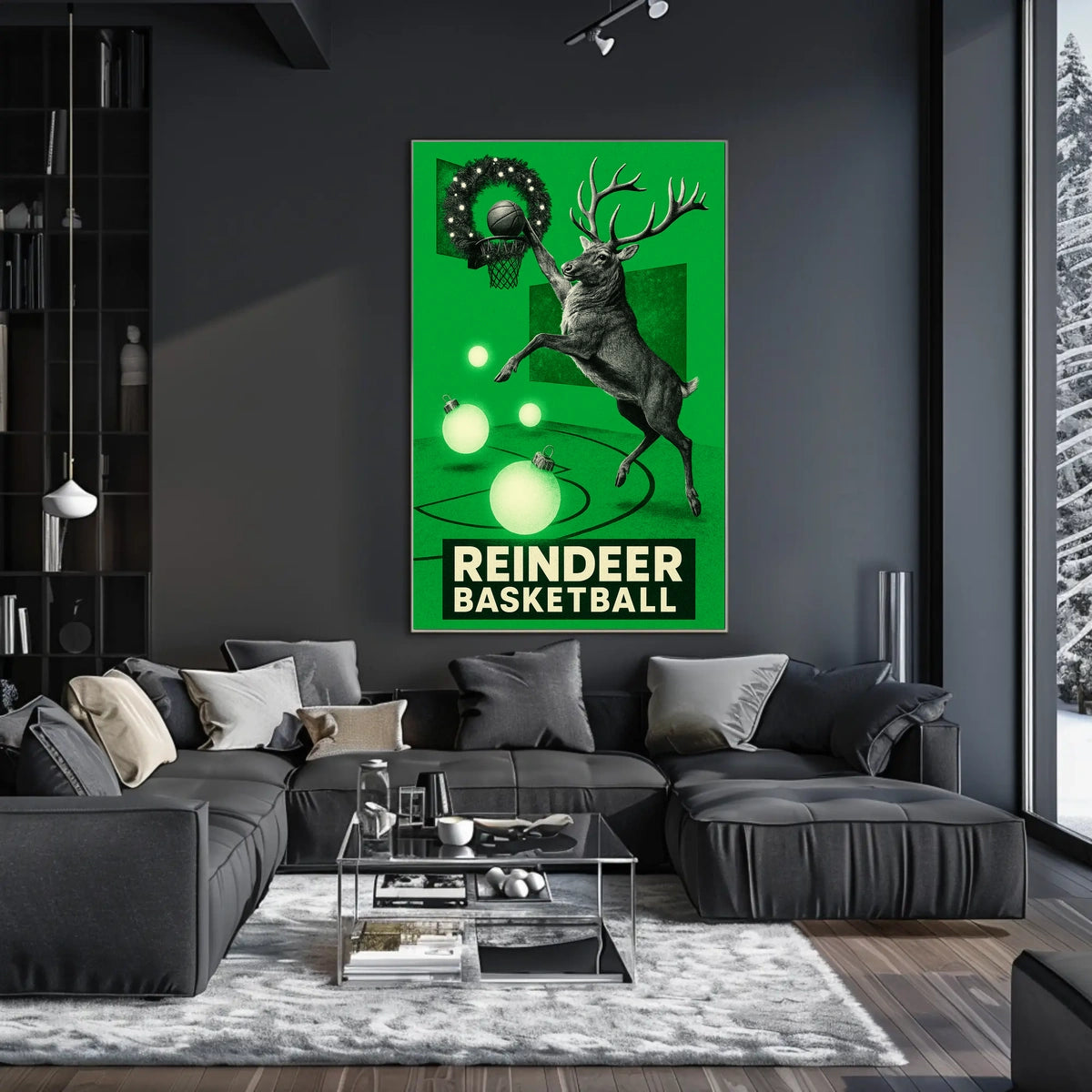 Reindeer Basketball Poster