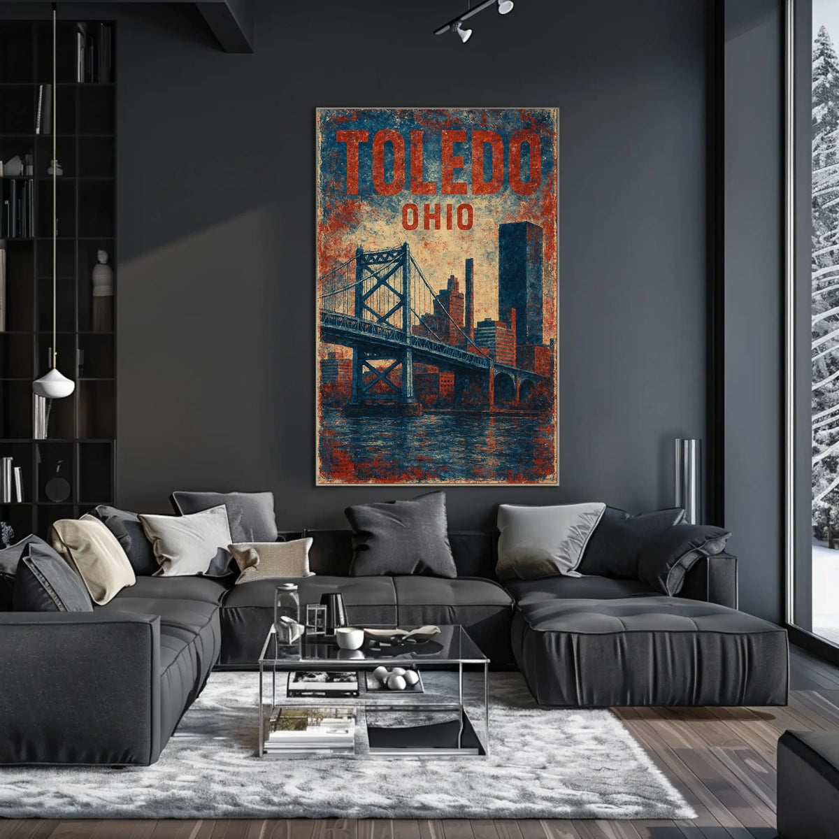 Toledo Ohio Vintage Cityscape Bridge Retro Typography Heritage Urban Pride Timeless Classic Poster