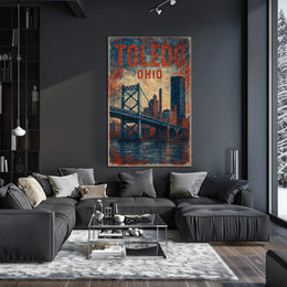 Toledo Ohio Vintage Cityscape Bridge Retro Typography Heritage Urban Pride Timeless Classic Poster