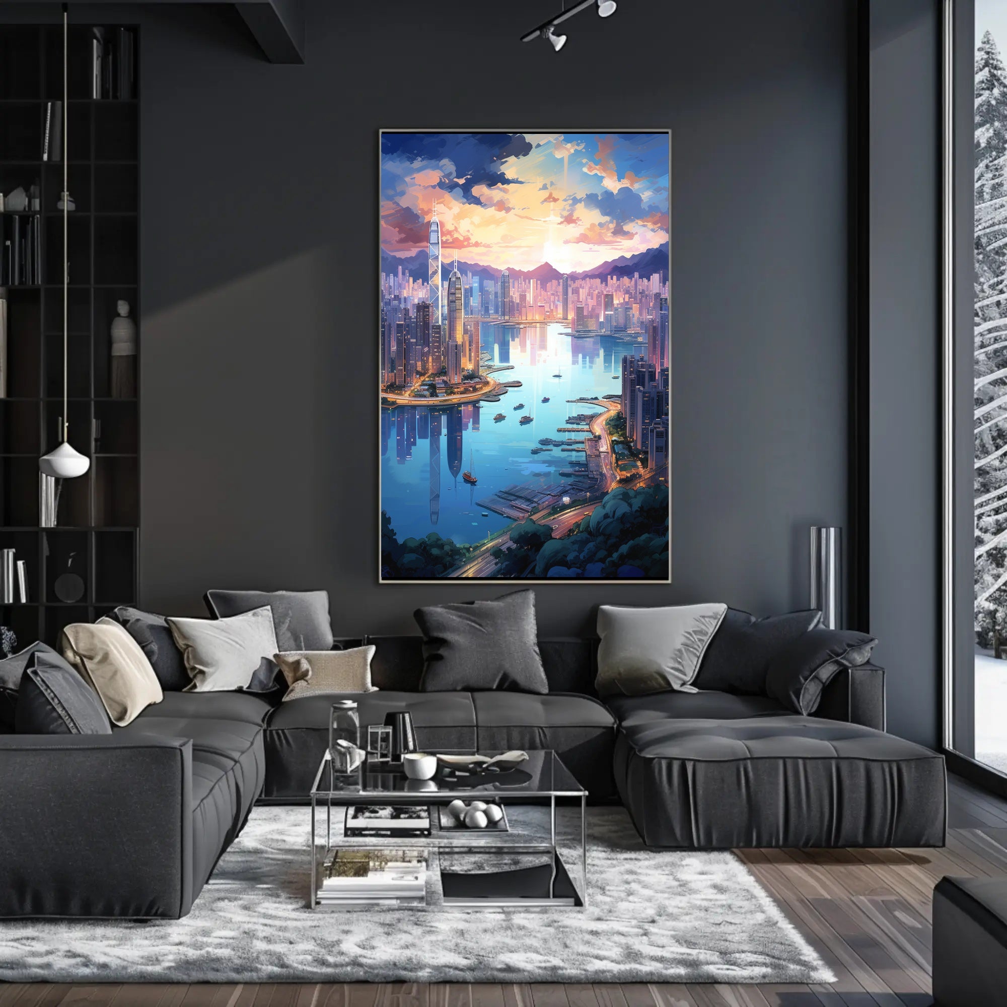 Modern Cityscape Art Vibrant Urban Scene Artistic Poster