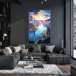 Modern Cityscape Art Vibrant Urban Scene Artistic Poster