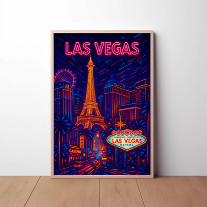 Las Vegas Neon Night Lights Travel Poster