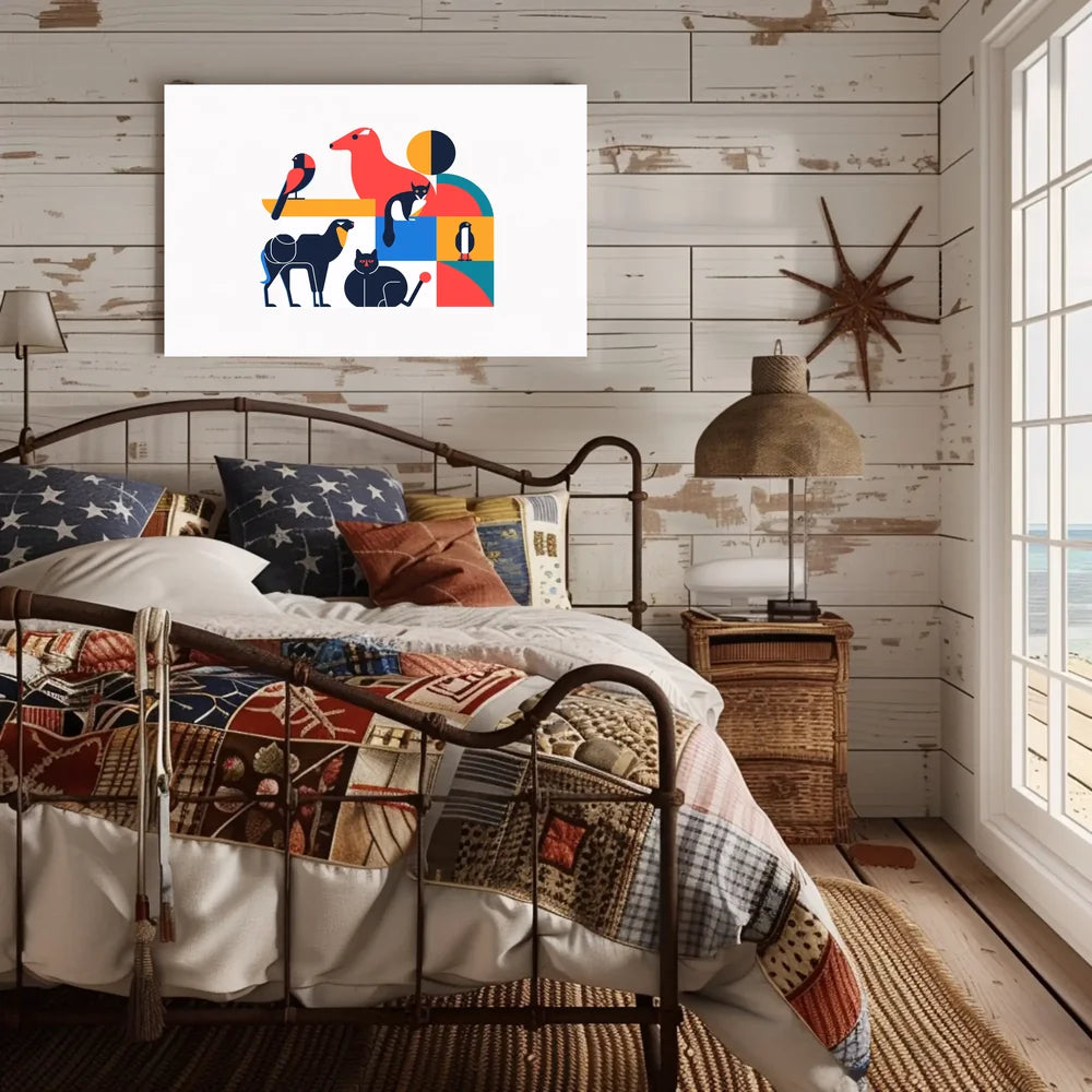 Stylized Geometric Animal Art Poster for Walls