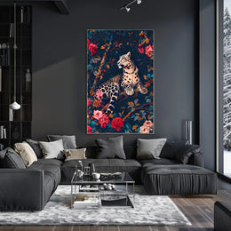 Majestic Leopard in Bloom Wall Art Print