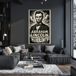 Abraham Lincoln 16th President of the United States B & W Comic Sketch Poster