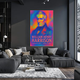 William Henry Harrison 9th President of the United States Neon Gradient Overlay Poster
