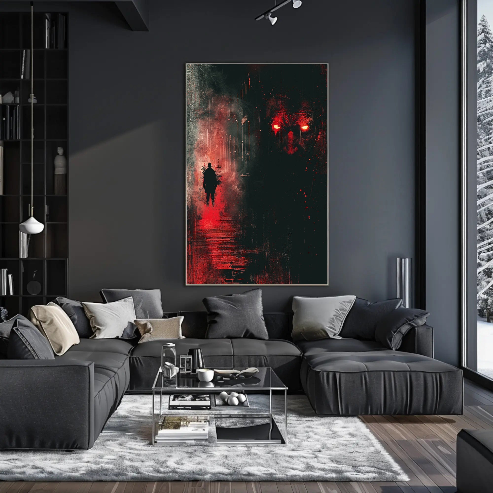 Mysterious Silhouette Horror Scene Suspenseful Artistic Poster PosterGoat