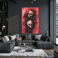 Dark Gothic Skulls with Roses Artistic or Pop Culture Poster