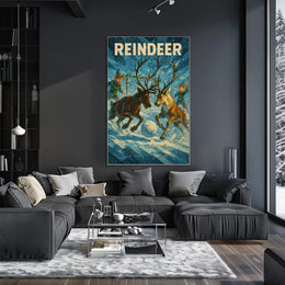 Whimsical Reindeer Winter Wonderland Holiday Poster