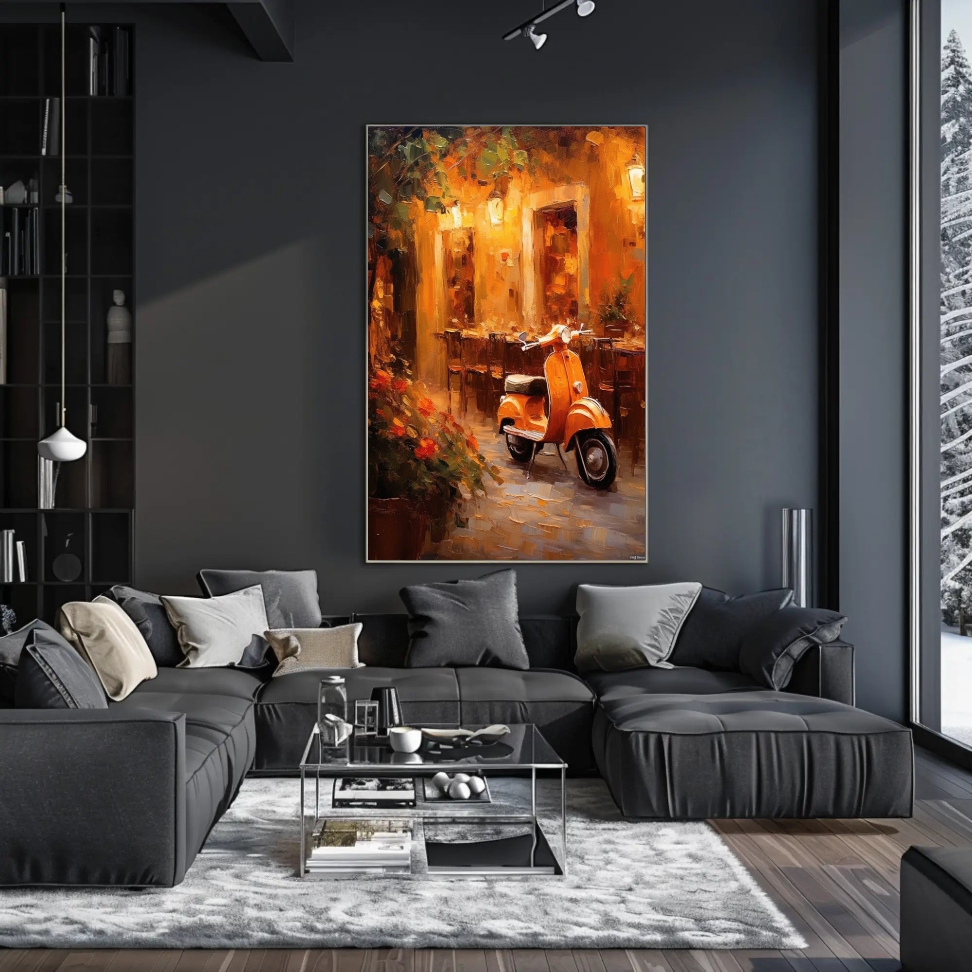Evening Serenity on a Cobblestone Street Poster