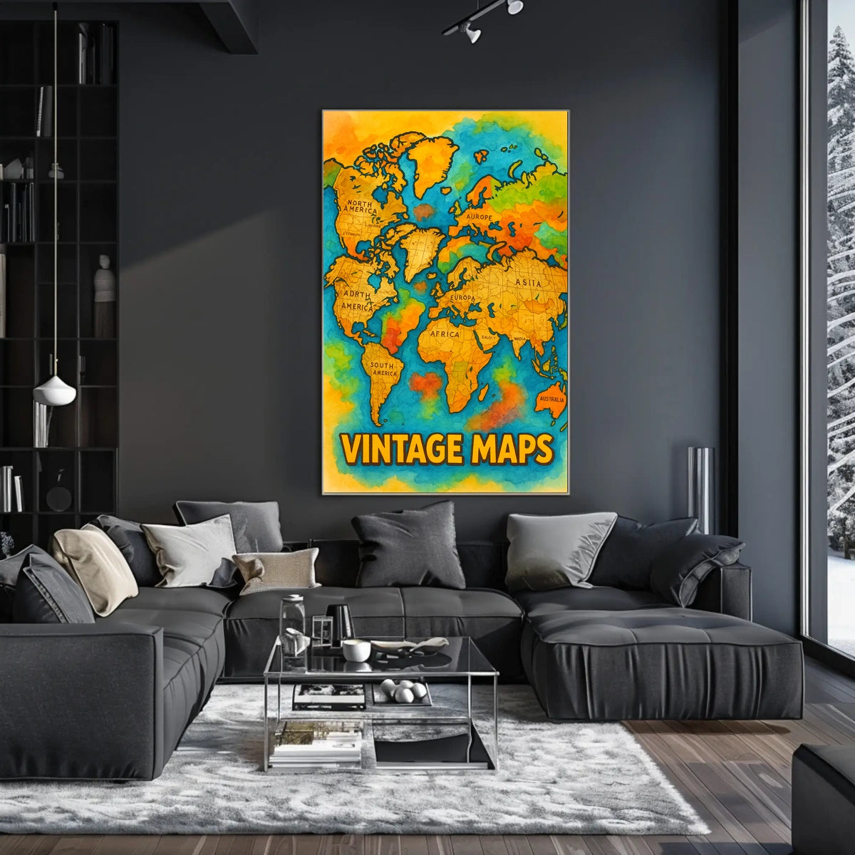 Vintage World Map Art Print Adventure Travel Poster