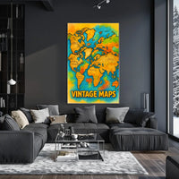 Vintage World Map Art Print Adventure Travel Poster