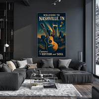 Nashville Music City Vintage Skyline Poster Art
