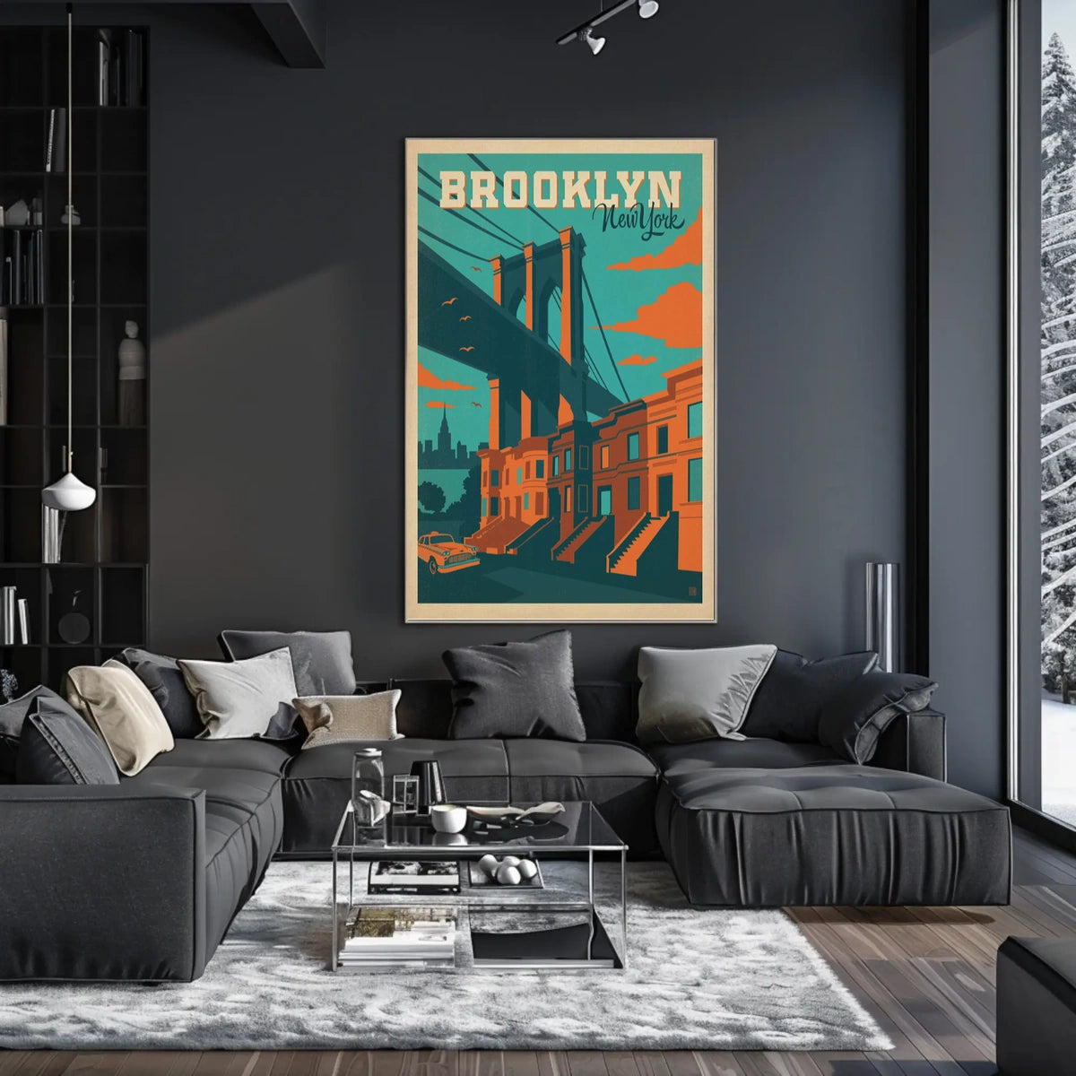 Brooklyn Bridge New York City Poster Vintage Wall Art