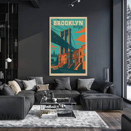 Brooklyn Bridge New York City Poster Vintage Wall Art