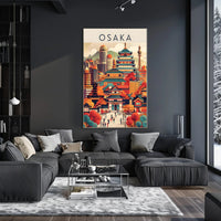 Osaka Blend of Historical and Modern Travel Poster