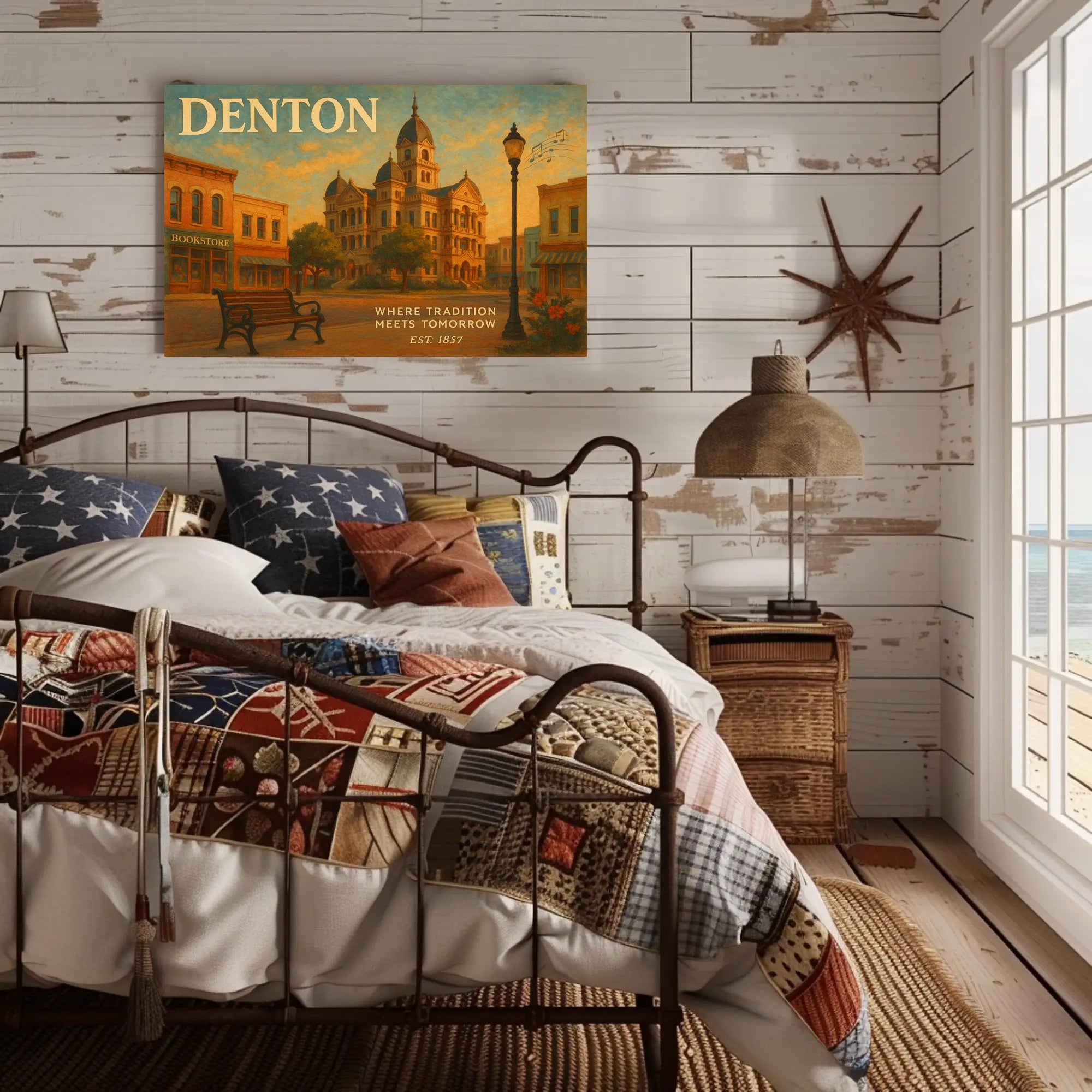 Denton Travel Poster: Heritage Meets Future Art