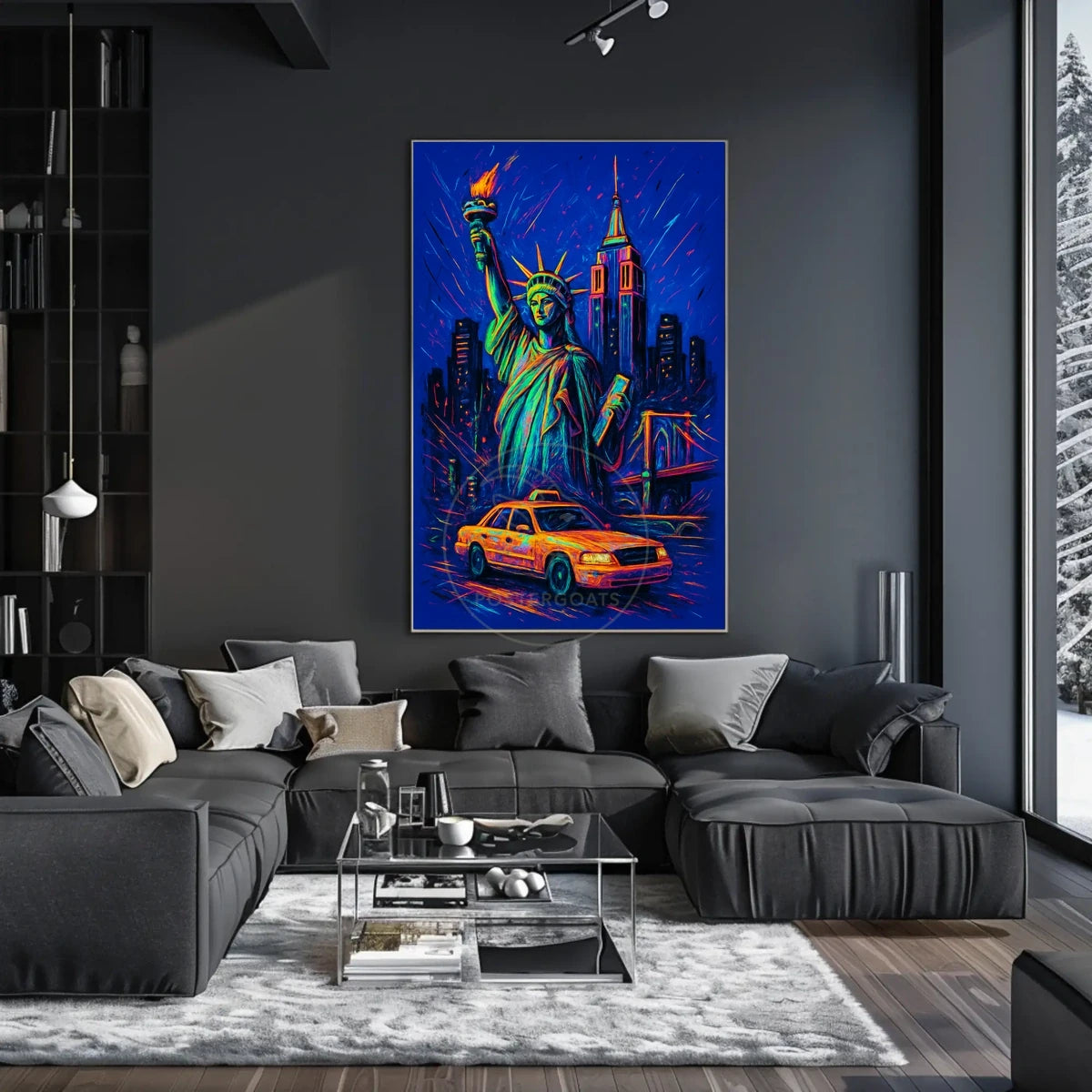 Vibrant New York Cityscape Art with Neon Aesthetic Urban Poster